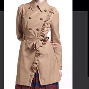 Anthropologie elevensies trench coat with ruffle